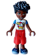 Minifig No: frnd605  Name: Friends Zac - White and Blue Shirt with Pizza and Game Controller, Red Cropped Trousers, Dark Blue Shoes