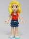 Minifig No: frnd623  Name: Friends Matilde - Red Top, Dark Blue Layered Skirt, White Shoes