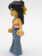 Minifig No: frnd624  Name: Friends Liann - White, Coral and Bright Light Orange Top, Sand Blue Trousers Bell-Bottoms, Medium Lavender Shoes, Flower