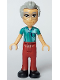 Minifig No: frnd635  Name: Friends Stanley - Dark Turquoise Shirt, Dark Red Trousers, Black Shoes, Silver Glasses