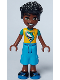 Minifig No: frnd642  Name: Friends Zac - Bright Light Orange Shirt with Shark, Dark Azure Cropped Trousers, Black Shoes