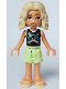 Minifig No: frnd643  Name: Friends Nova - Black and White Shirt with Video Game Controller, Yellowish Green Shorts, Bright Light Yellow Sandals