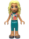 Minifig No: frnd647  Name: Friends Dia - Coral and Yellow Wetsuit with Dolphin / Whale Logo and Triangles, Dark Turquoise Trousers, Dark Blue Sandals