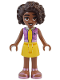 Minifig No: frnd656  Name: Friends Aliya - Medium Lavender Top, Yellow Skirt, Metallic Pink Sandals