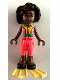 Minifig No: frnd660  Name: Friends Aliya - Coral and Yellow Sleeveless Wetsuit, Dark Turquoise Belt, Dark Blue Sandals, Bright Light Yellow Flippers