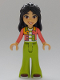 Minifig No: frnd669  Name: Friends Liann - Coral Jacket, Lime Trousers Bell-Bottoms, Dark Red Shoes