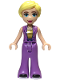 Minifig No: frnd684  Name: Friends Stephanie (Adult) - Medium Lavender Suit with Gold Shirt, Black Shoes with White Soles