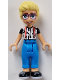 Minifig No: frnd701  Name: Friends Olly - White Shirt with Black Stripes, Coral Suspenders, Dark Azure Trousers, Black Shoes