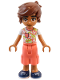 Minifig No: frnd712  Name: Friends Leo - White Shirt with Coral Flowers, Coral Trousers Cropped Large Pockets, Dark Blue Shoes