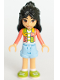 Minifig No: frnd718  Name: Friends Liann - Coral Patchwork Jacket, Bright Light Blue Shorts, Lime Shoes