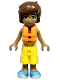 Minifig No: frnd744  Name: Friends Leo - Red and White Sleeveless Wetsuit, Yellow Trousers and Medium Azure Shoes, Orange Life Jacket