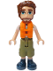 Minifig No: frnd755  Name: Friends Jonathan - White T-Shirt with Tent, Olive Green Cropped Trousers, Dark Blue Shoes, Orange Life Jacket