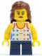Minifig No: fst018  Name: FIRST LEGO League (FLL) Nature's Fury Female, Dark Blue Short Legs