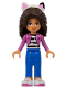 Minifig No: gdh001  Name: Gabby - Dark Pink Jacket over Black and White Striped Shirt, Blue Trousers