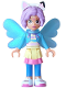 Minifig No: gdh018  Name: Gabby - Medium Azure Hoodie, Layered Skirt over Blue Leggings, Medium Lavender Hair, Wings Fairy