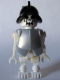 Minifig No: gen021  Name: Skeleton, Fantasy Era Torso with Evil Skull, Black Conquistador Helmet, Pearl Light Gray Armor