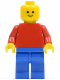 Minifig No: gen025  Name: Plain Red Torso with Red Arms, Blue Legs (Lego Universe Bob)