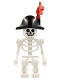 Minifig No: gen037  Name: Skeleton, Fantasy Era Torso with Standard Skull, Mechanical Arms, Black Bicorne Hat, Red Plume