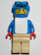 Minifig No: gg006  Name: Snowboarder, Blue Shirt, Tan Legs, White Vest