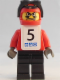Minifig No: gg008s  Name: Snowboarder, Red Shirt, Black Legs, White Vest, Number 5 Sticker on Both Sides