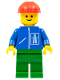 Minifig No: hgh008  Name: Highway Pattern - Green Legs, Red Construction Helmet