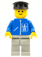 Minifig No: hgh009  Name: Highway Pattern - Light Gray Legs, Black Hat