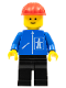 Minifig No: hgh010  Name: Highway Pattern - Black Legs, Red Construction Helmet