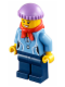 Minifig No: hol029  Name: Medium Blue Female Shirt with Two Buttons and Shell Pendant, Dark Blue Legs, Red Bandana, Medium Lavender Knit Cap