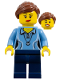 Minifig No: hol055  Name: Medium Blue Female Shirt with Two Buttons and Shell Pendant, Dark Blue Legs, Reddish Brown Ponytail and Swept Sideways Fringe