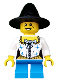 Minifig No: hol062  Name: Girl, Black Witch Hat, Pirate Female Corset, Short Dark Azure Legs, Freckles