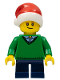 Minifig No: hol112  Name: Boy, Green V-Neck Sweater, Dark Blue Short Legs, Santa Hat