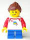 Minifig No: hol132  Name: Girl - Shirt with Red Collar, Spaceship Orbiting Classic Space Helmet, Blue Short Legs, Ponytail and Swept Sideways Fringe, Freckles