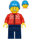 Minifig No: hol217  Name: Man, Red Winter Jacket, Dark Blue Legs, Dark Azure Beanie