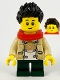 Minifig No: hol230  Name: Child - Boy, Tan Tang Jacket, Dark Green Short Legs, Black Spiked Hair, Freckles, Red Scarf