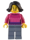 Minifig No: hol287  Name: Holiday Shopper - Dark Pink Sweater