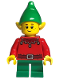 Minifig No: hol294  Name: Elf - Dark Red Scalloped Collar with Bells, Bright Green Hat
