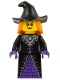 Minifig No: hol301  Name: Witch - Black Floppy Hat, Orange Hair, Dark Purple Trim