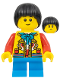 Minifig No: hol317  Name: Child - Boy, Yellow Monkey King Jacket, Dark Azure Short Legs, Black Mop Top, Freckles