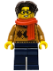 Minifig No: hol334  Name: Wintertime Carriage Passenger - Male, Medium Nougat Argyle Sweater, Dark Blue Legs, Dark Brown Hair, Glasses, Red Scarf