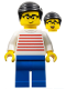 Minifig No: hol343  Name: Man - White Sweater with Red Horizontal Stripes, Blue Legs, Black Hair, Glasses