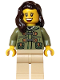Minifig No: hol377  Name: Holiday Express Train Passenger - Female, Olive Green Jacket, Tan Legs, Dark Brown Hair