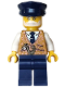 Minifig No: hol380  Name: Holiday Express Train Conductor - Pearl Gold Vest, Dark Blue Legs and Hat