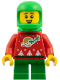 Minifig No: hol383  Name: Elf - Red Holiday Sweater with Reindeer, Bright Green Helmet and Air Tanks