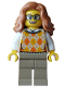 Minifig No: hol405  Name: Carol Choir Double Bass Player - Female, Tan Knit Argyle Sweater Vest