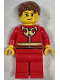 Minifig No: hol418  Name: Woman - Red Tang Jacket with Gold Chinese Scrollwork, Red Legs, Brown Short Hair