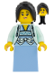Minifig No: hol425  Name: Chef - Light Aqua Vest, Black Hair, Bright Light Blue Skirt
