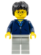 Minifig No: hp033  Name: Harry Potter - Dark Blue Jacket Torso, Light Gray Legs