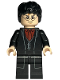 Minifig No: hp133  Name: Harry Potter - Black Long Coat and Vest, Dark Red Shirt and Tie