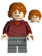 Minifig No: hp180  Name: Ron Weasley, Dark Red Sweater, Dark Bluish Gray Medium Legs