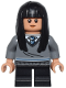 Minifig No: hp263b  Name: Cho Chang - Dark Bluish Gray Ravenclaw Sweater with Crest, Black Short Legs, Hard Plastic Hair